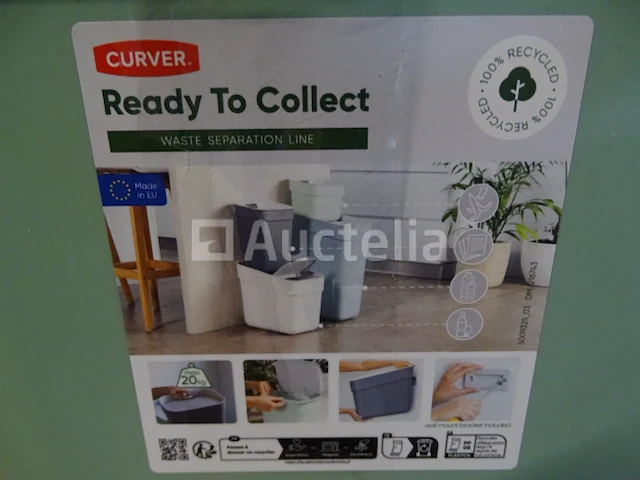 Afvalbak - 10 liter - groen/grijs curver - afbeelding 1 van  2