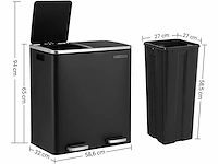 Afvalbak met dubbel compartiment 2 x 30l - afbeelding 3 van  8