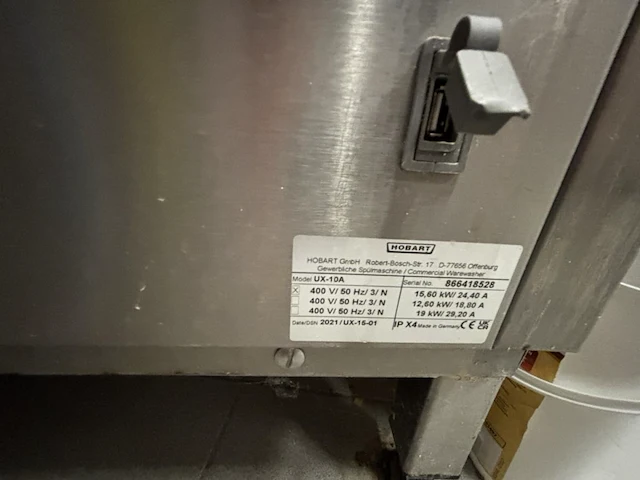 Afwasmachine hobart ux-10a - afbeelding 3 van  4