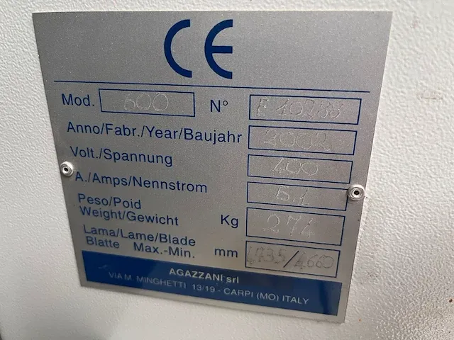 Agazzani rapid 600 verticale bandzaag - afbeelding 7 van  18