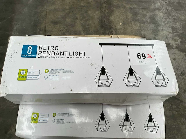 Aigostar retro pendant hanglamp (3x) - afbeelding 3 van  5