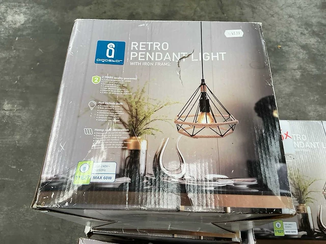 Aigostar retro pendant hanglamp (5x) - afbeelding 3 van  4