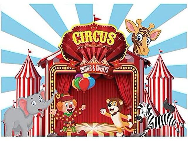 Aiikes 10x8ft rode circus fotografie achtergrond - afbeelding 1 van  4