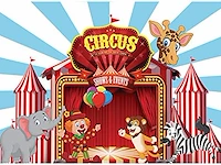 Aiikes 10x8ft rode circus fotografie achtergrond - afbeelding 1 van  4