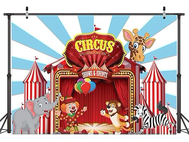 Aiikes 10x8ft rode circus fotografie achtergrond - afbeelding 3 van  4