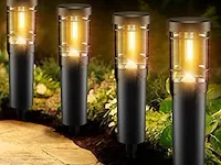 Ainostone solarverlichting voor tuin 4 stuks padverlichting 900mah met warm tuinverlichting op zonne-energie ip65 waterdicht automatisch aan/uit voor buiten, gazon, binnenplaats, decoratie, oprit