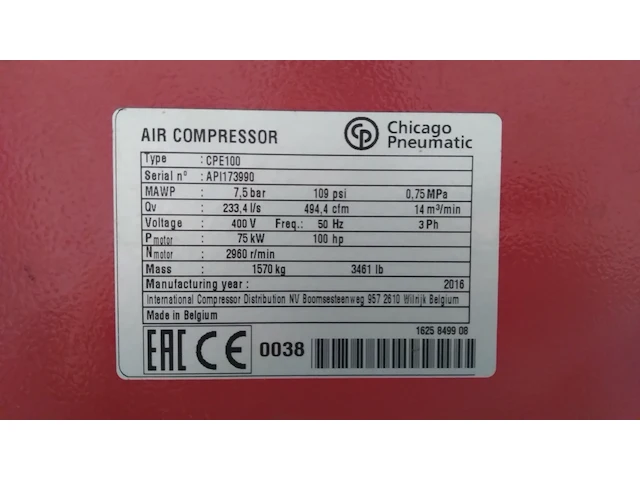 Air compressor chicago pneumatic + dryer + air tanks - afbeelding 12 van  17