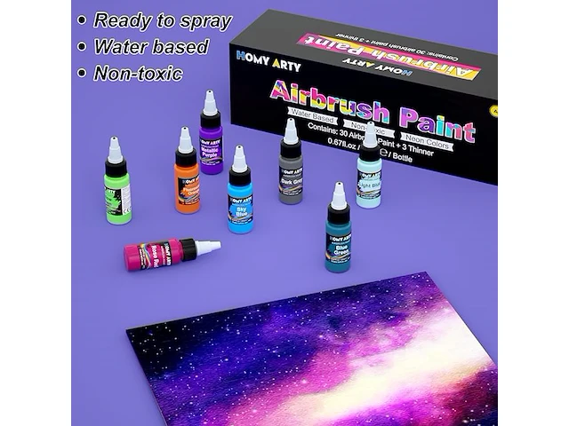 Airbrush verf - 30 kleuren - afbeelding 3 van  3