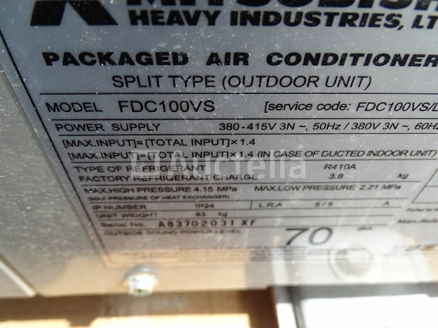 Airconditioning pakket mitsubishi r410a (fdc100vs - fdu100vf1) - afbeelding 10 van  10
