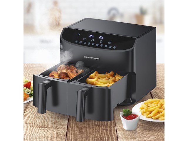 Airfryer - gourmetmaxx - dubbele mand - 2x 3,5 l - zwart - afbeelding 1 van  5