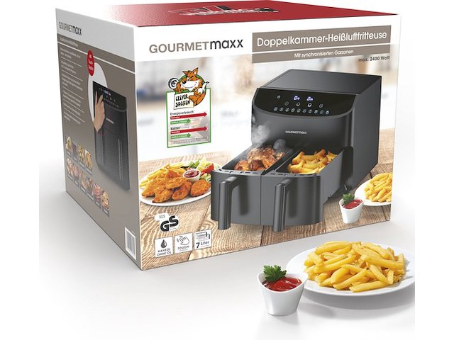 Airfryer - gourmetmaxx - dubbele mand - 2x 3,5 l - zwart - afbeelding 2 van  5