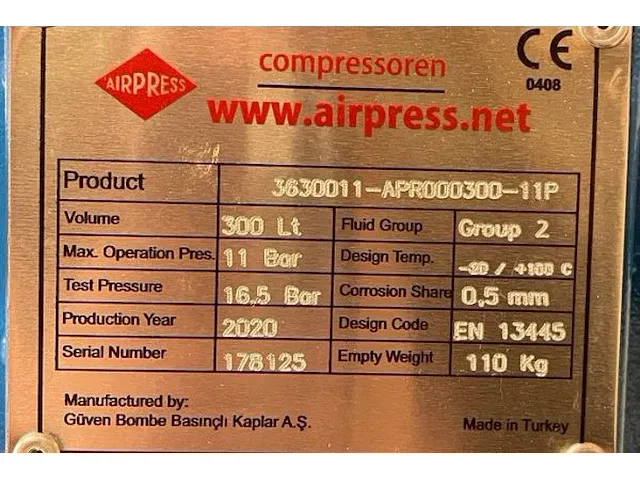 Airpress persluchtvat 300 liter - afbeelding 3 van  6