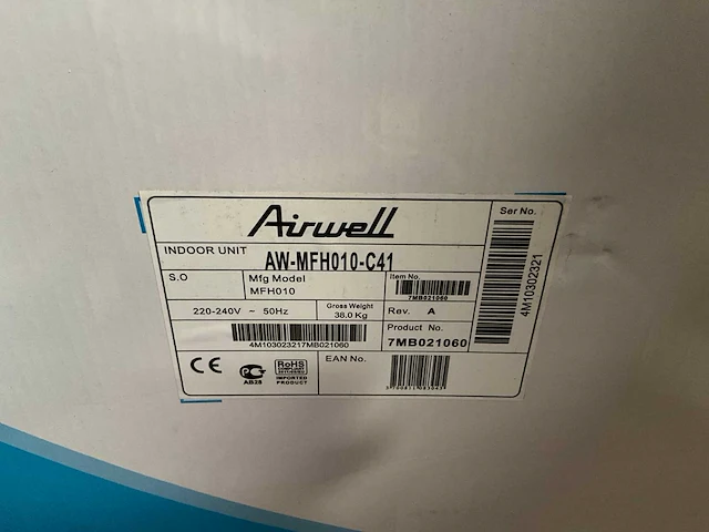 Airwell aw-mfh10-c41 binnenunit airconditioning - afbeelding 3 van  3