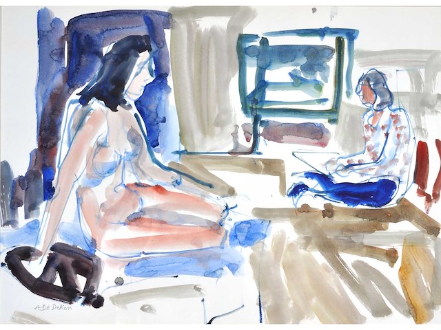 Albert de deken - naakt - aquarel - afbeelding 1 van  8