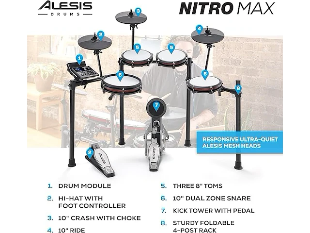 Alesis nitro max kit elektrisch drumstel - afbeelding 3 van  5