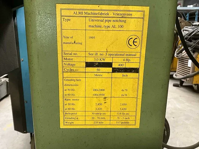Almi al100 stationaire bandschuurmachine - afbeelding 6 van  6