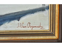 Alois van regemorter - winterlandschap in maanlicht - olie op doek - afbeelding 4 van  10