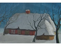 Alois van regemorter - winterlandschap in maanlicht - olie op doek - afbeelding 6 van  10