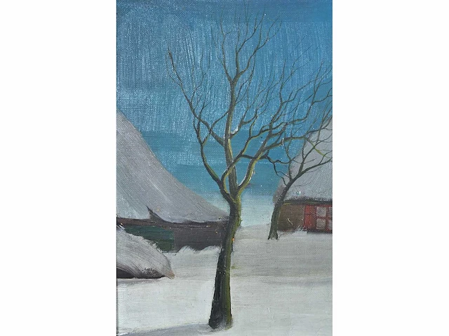 Alois van regemorter - winterlandschap in maanlicht - olie op doek - afbeelding 7 van  10