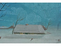 Alois van regemorter - winterlandschap in maanlicht - olie op doek - afbeelding 8 van  10