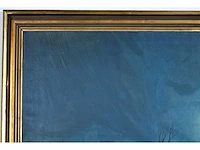 Alois van regemorter - winterlandschap in maanlicht - olie op doek - afbeelding 9 van  10