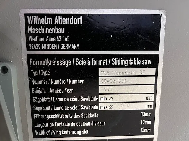Altendorf f45 standard formaatzaag - afbeelding 5 van  21