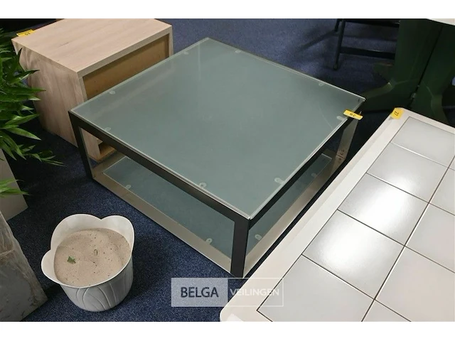 Alu salontafel met glazen blad - afbeelding 2 van  2