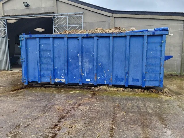 Aluminium optrekcontainer blauw met afdekzeil - afbeelding 1 van  6