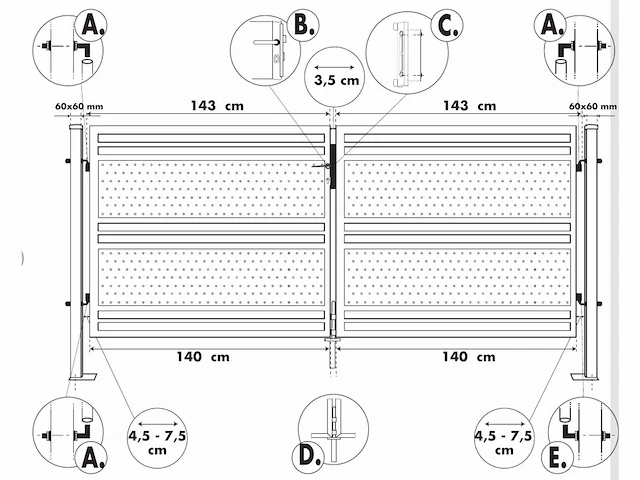 Aluminium poort dubbel antraciet - afbeelding 2 van  2