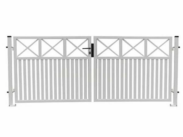 Aluminium poort dubbel wit - afbeelding 1 van  2