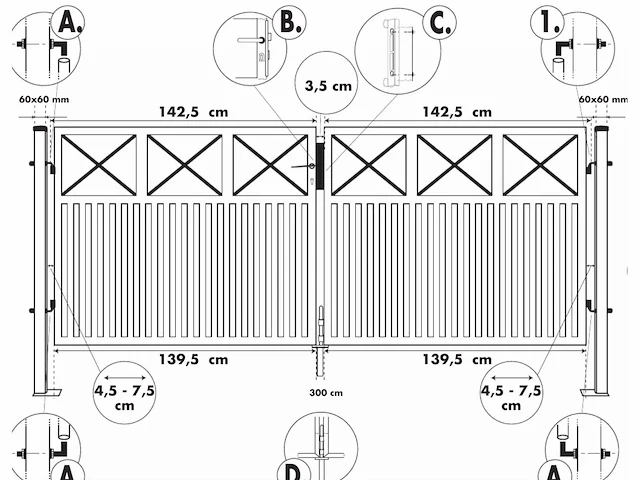 Aluminium poort dubbel wit - afbeelding 2 van  2