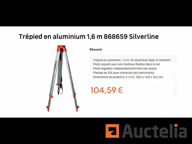 Aluminium statief 1,6 m silverline 868659 - afbeelding 1 van  1