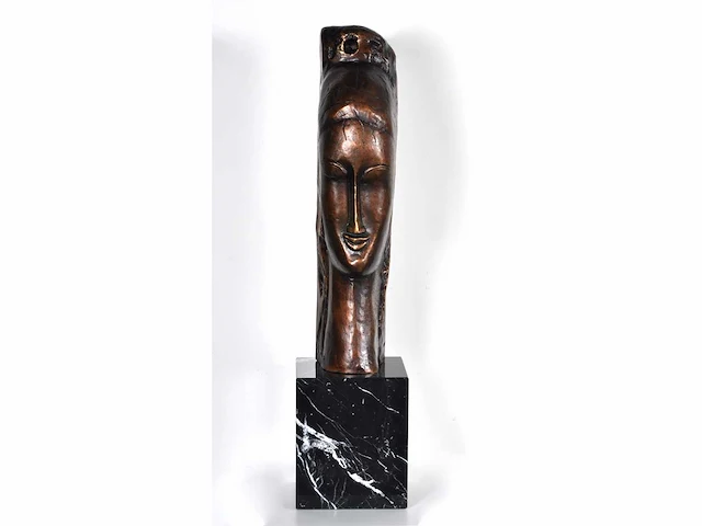 Amadeo modigliani - tête de jeune femme - brons - afbeelding 2 van  7
