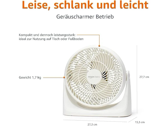 Amazon basics draagbare tafelventilator - afbeelding 3 van  4