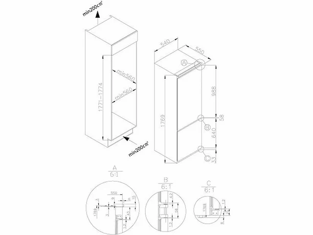 Amica - ekgcs 387 930 - inbouw koel-vriescombinatie - afbeelding 3 van  9