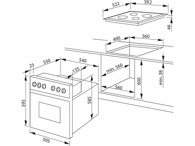Amica fornuis - ehc 12516 e - afbeelding 8 van  9