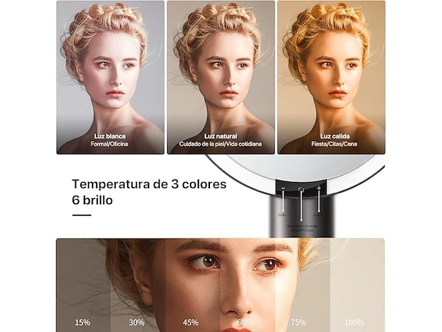 Amiro make-upspiegel van 9 inch met verlichting - afbeelding 2 van  3