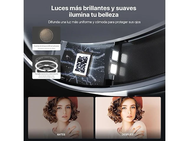 Amiro make-upspiegel van 9 inch met verlichting - afbeelding 3 van  3