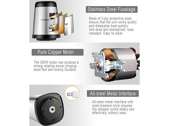 Amzchef elektrische hakmolen met krachtige motor - afbeelding 2 van  2