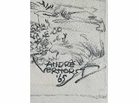 André verhorst - hoeve met korenschoven - potloodtekening - afbeelding 4 van  9