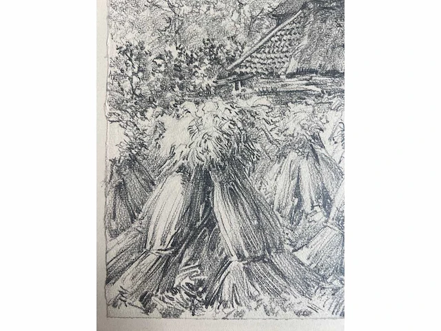 André verhorst - hoeve met korenschoven - potloodtekening - afbeelding 5 van  9