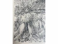 André verhorst - hoeve met korenschoven - potloodtekening - afbeelding 5 van  9