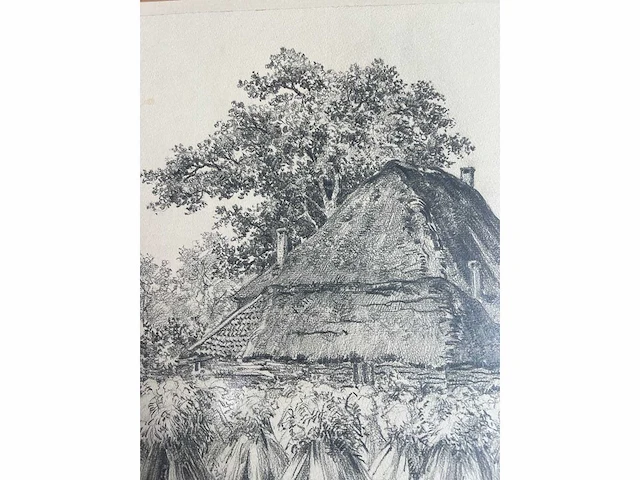 André verhorst - hoeve met korenschoven - potloodtekening - afbeelding 6 van  9