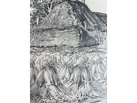 André verhorst - hoeve met korenschoven - potloodtekening - afbeelding 7 van  9