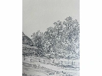André verhorst - hoeve met korenschoven - potloodtekening - afbeelding 9 van  9