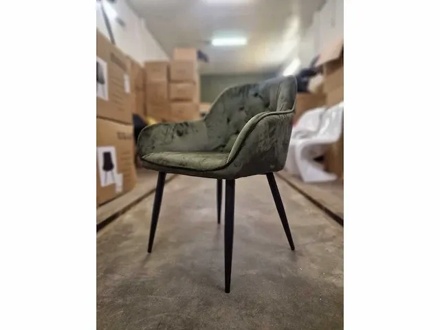Anna green velvet - dining chairs (4x) - afbeelding 2 van  4