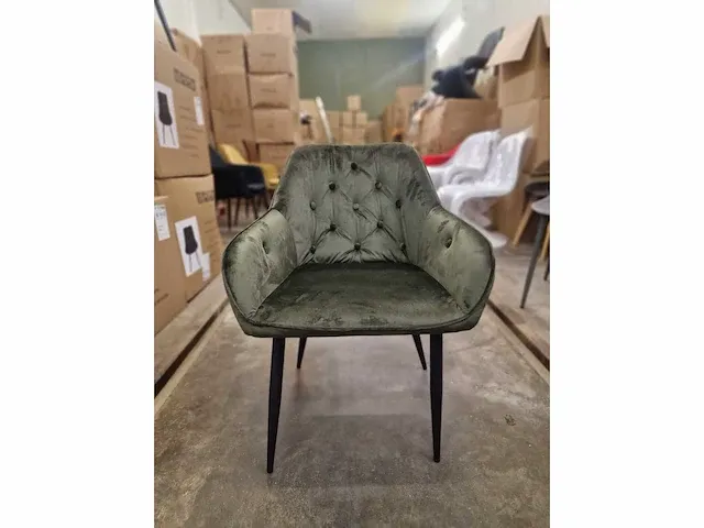 Anna green velvet - dining chairs (4x) - afbeelding 3 van  4
