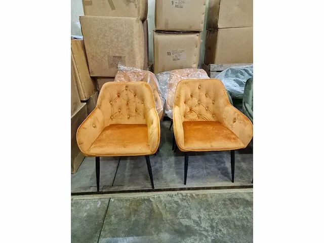 Anna orange velvet - dining chair (4x) - afbeelding 3 van  5