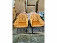 Anna orange velvet - dining chair (4x) - afbeelding 3 van  5