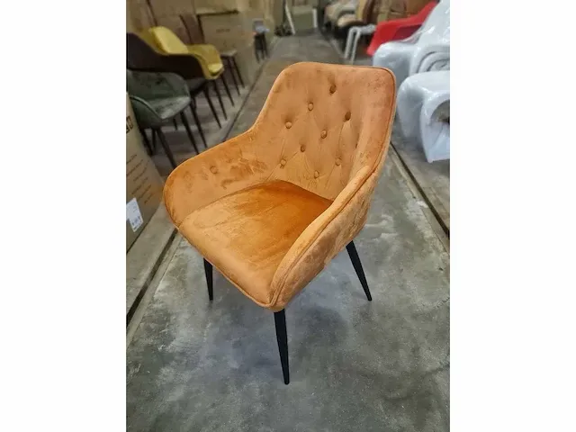 Anna orange velvet - dining chair (4x) - afbeelding 5 van  5